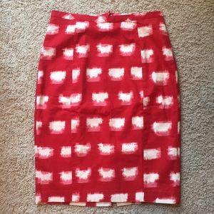 Red and white Corey Lynn Calter pencil skirt Sz 6